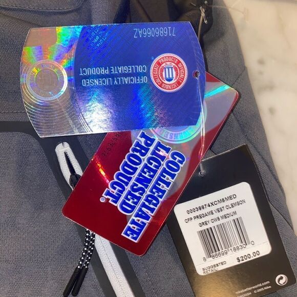 Nw Nike CFP Pregame Vest Clemson Tigers  grey M - Picture 3 of 4